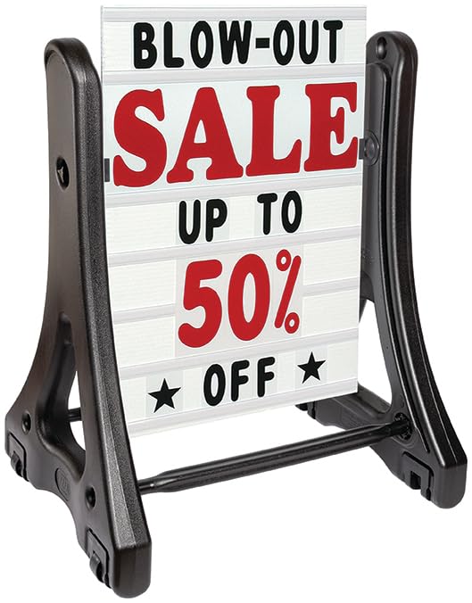 Rolling Swinger Deluxe Sidewalk Sign - 32" x 24" x 45" - Includes Complete Message Kit with Letters, Numbers, and Symbols - Ideal for Automotive Promotions, Sales, and Events