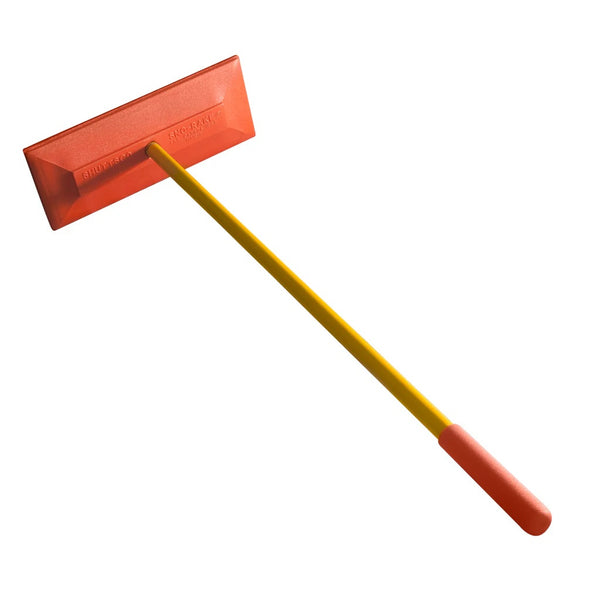 Shuttsco Snow Rake with 30" Wood Sure Grip Handle - 12" Vinyl-Coated Non-Abrasive Head - Freeze-Resistant Snow Removal Tool - Sno-Rake for Car Dealerships & Private Vehicle-Owners - Made in USA