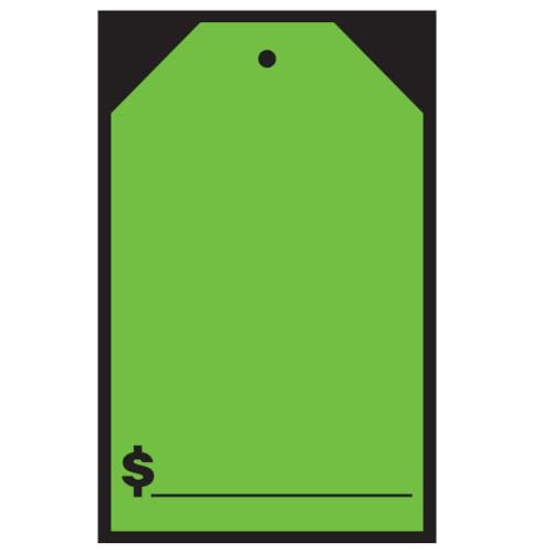 Vibrant Green Blank Price Window Stickers & Hang Tags - Large 7" x 11" Size - Ideal for Car Dealerships and Retail Stores