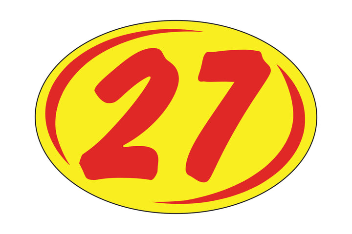 Window Stickers Vibrant Red on Yellow - Durable, Weatherproof Vinyl with Easy On/Off Adhesive, Back Slit for Effortless Installation, Includes Smaller Rounds Year Stickers