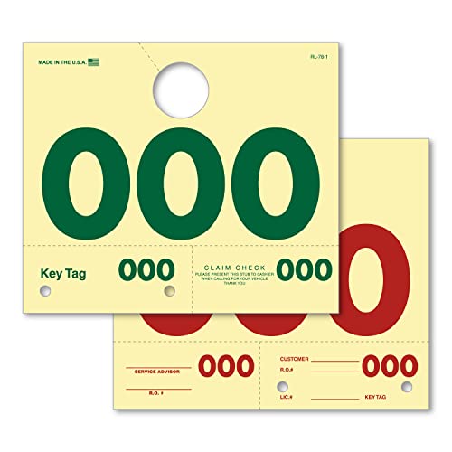 Service Dispatch Numbers 3&4 Digits - Car Repair Tags, Service Management System, 3 Part Double Sided Tags, Claim Checks, Key Tags