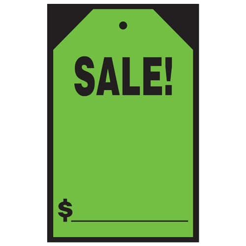 Vibrant Green SALE Price Window Stickers & Hang Tags - Large 7" x 11" Size - Ideal for Car Dealerships and Retail Stores