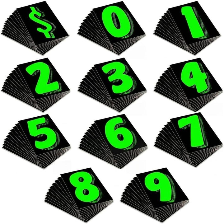7.5" Vinyl Windshield Number Decals - Waterproof Car Lot Pricing Stickers, Large Auto Dealer Window Number Signs with Dollar Symbols - 11 Numbers x 12 Pieces Each (132 Pieces)