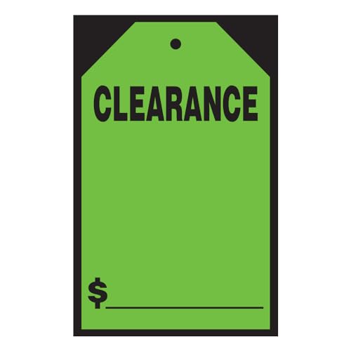 Vibrant Green 'Clearance' Window Price Stickers & Hang Tags - Large 7" x 11" Size - Ideal for Car Dealerships and Retail Stores