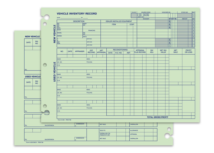 Automotive Vehicle Inventory Record