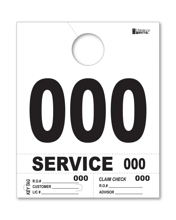 4 Part Heavy-Brite Premium Service Dispatch Numbers - Efficient Dispatch Management with White Bold Numbers, Customizable, Matching Key Tags, Claim Checks