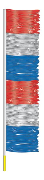 Red, Silver & Blue Ground Pennants for Automotive Event Decor - 11" Wide Metallic Fringe with 6' Fiberglass Pole - Ideal for Festivals, Car Shows, Celebrations