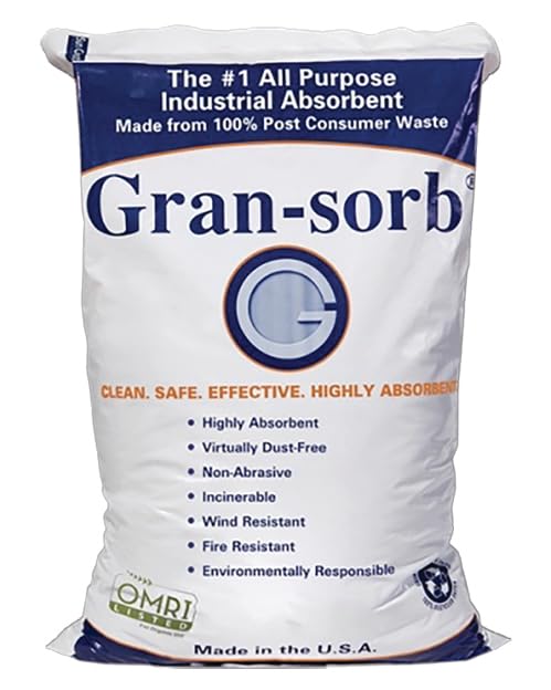 Gran-sorb Sorbent Granules Universal Granular Absorbent - Absorbs Oil & Water-Based Liquids, Solvents, Coolants, Petrochemicals - Absorbs Up to 4 Gallons, 30 lb. Bag