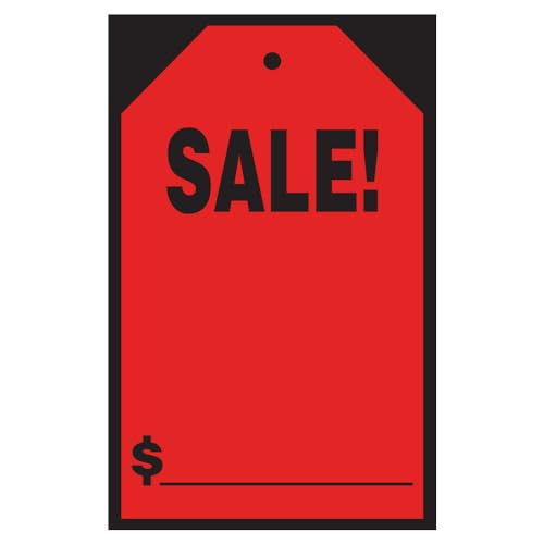 Vibrant Red SALE Price Window Stickers & Hang Tags - Large 7" x 11" Size - Ideal for Car Dealerships and Retail Stores