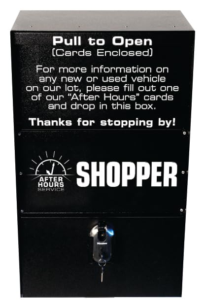 After Hours Shopper Box - Wall or Pedestal Mountable System with Tamper-Proof Lock, Steel Construction - Includes 50 Customer Lead Cards & 1 Pen with Chain - 25-1/4" H × 15" W × 12" D