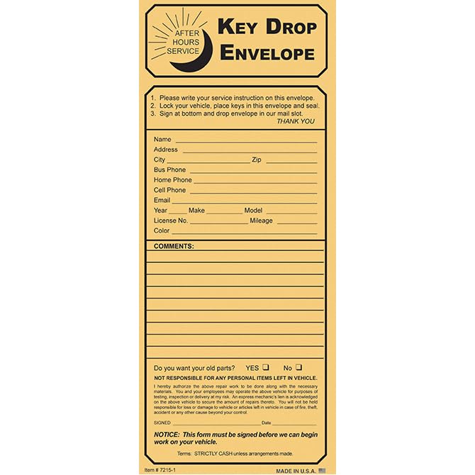 key drop box envelopes