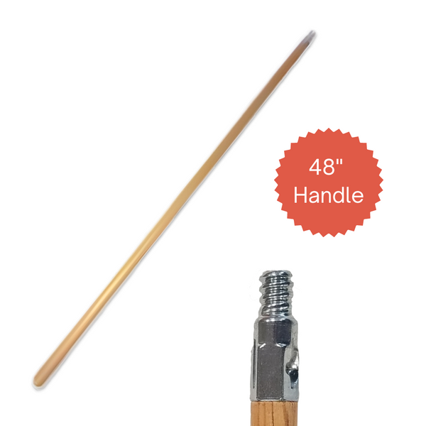 Shuttsco 48" Solid Wood Replacement Handle Only - Universal Threaded Metal Tip - Compatible with 12" and 18" Sno Rake Heads - Durable Wooden Pole for Snow Removal on Car, Truck, Van, SUV