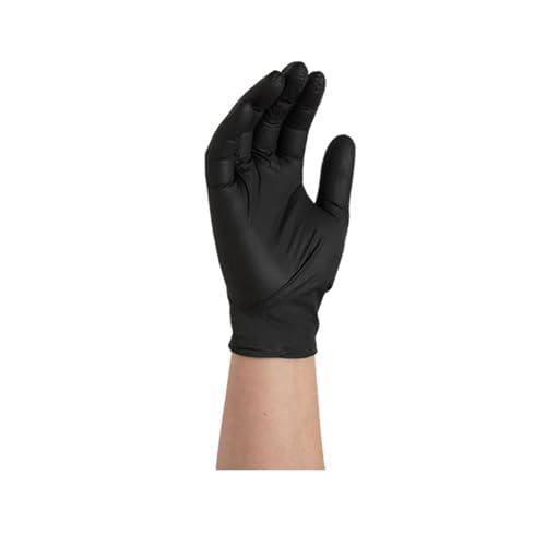 Disposable Premium Black Nitrile Gloves - Powder-Free, Latex-Free Industrial Automotive Gloves with 5 mil Thickness and Textured Grip