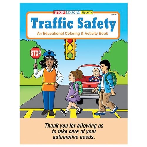 Traffic Safety Children's Coloring Book for Automotive Dealerships and Service Departments - 8" × 10.5" Book (16 Pages), Set of 4 Designs for Engaging Young Visitors