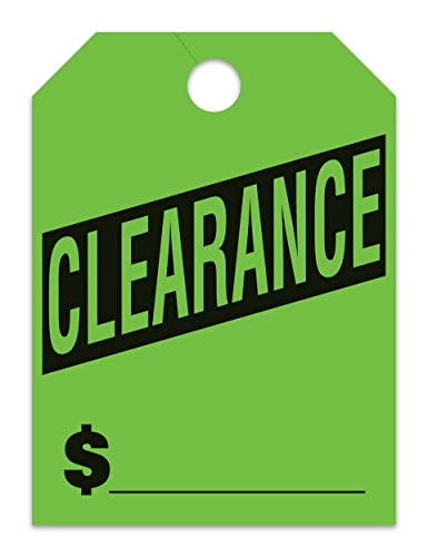 Jumbo "Clearance" Car Dealer Mirror Hang Tags - Fluorescent Colors Large Size (8-1/2" × 11-1/2") Tags for Auto Dealership Supplies - Durable 11-Point Stock Material