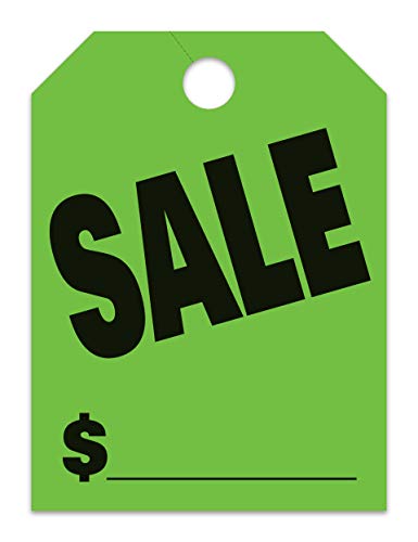 Jumbo "Sale" Car Dealer Mirror Hang Tags - Fluorescent Colors Large Size (8-1/2" × 11-1/2") Tags for Auto Dealership Supplies - Durable 11-Point Stock Material