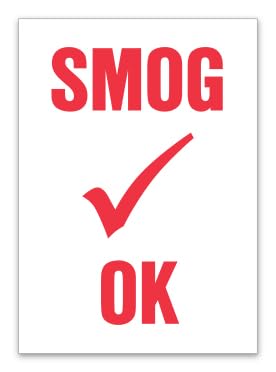 Inspection Sticker "Smog Check OK" Stock Reminder Sheet Labels (Box) - 2-1/2" × 3-1/2" Static Cling Labels for Auto Dealerships and Service Centers - Face Stick White Material - Pack of 200